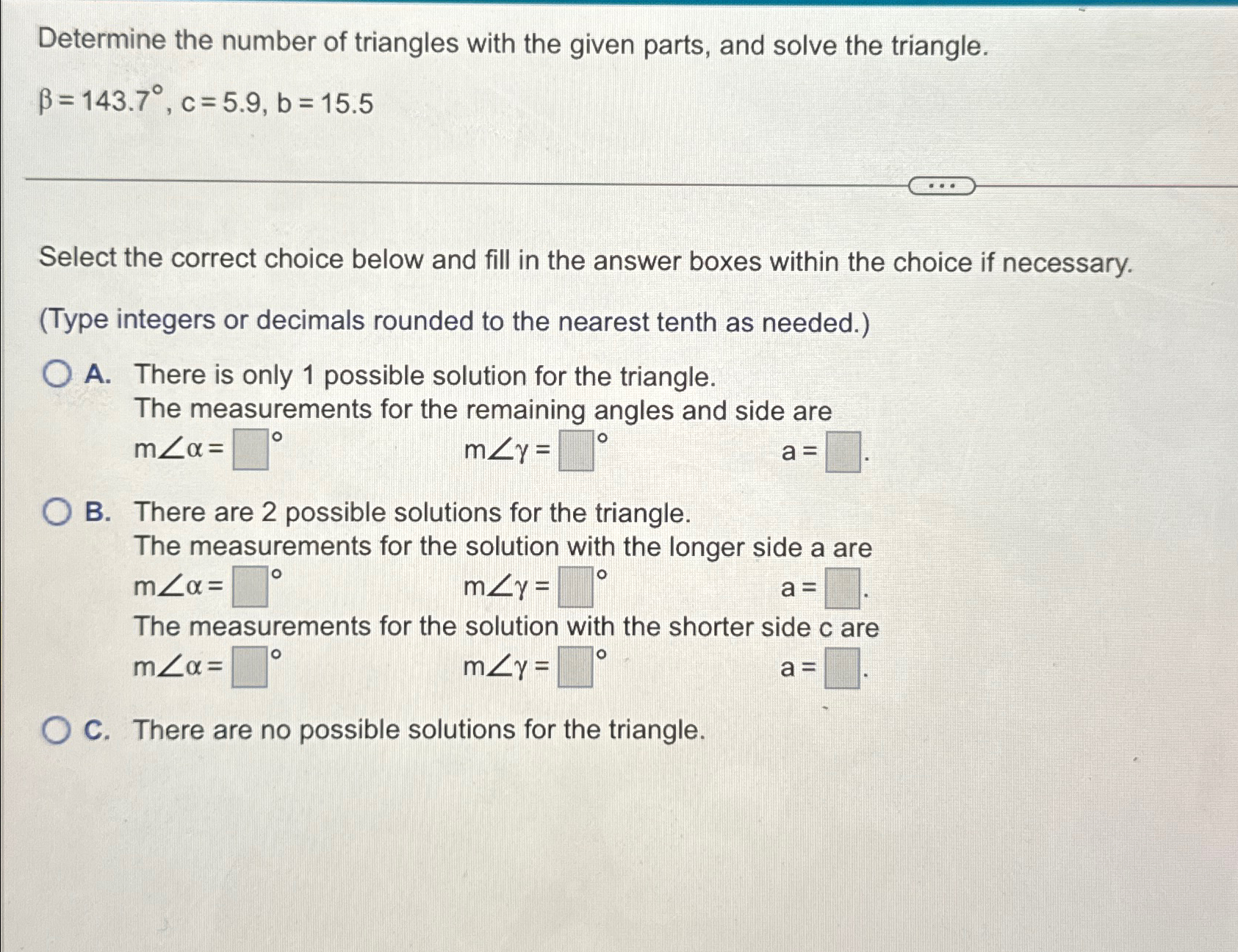 Solved Determine the number of triangles with the given | Chegg.com