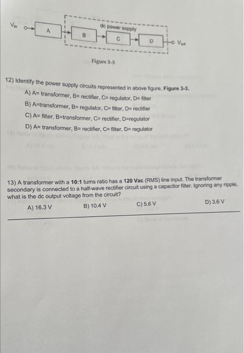 Solved 12) Identify The Power Supply Circuits Represented In | Chegg.com