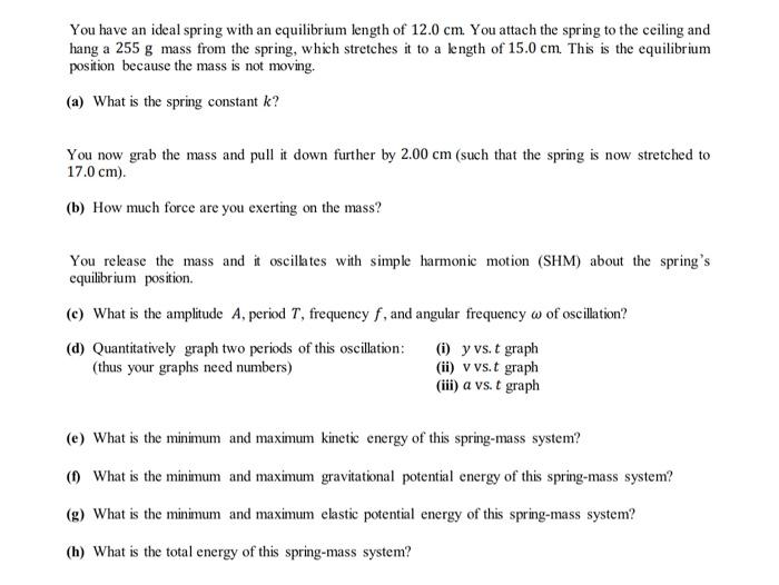 Solved You Have An Ideal Spring With An Equilibrium Lengt Chegg Com