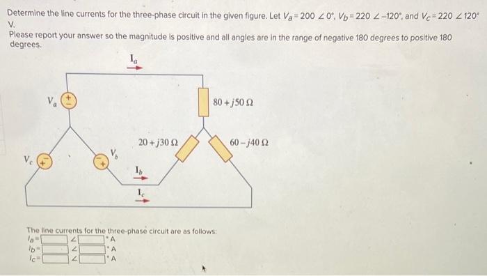 Solved Determine The Line Currents For The Three-phase | Chegg.com