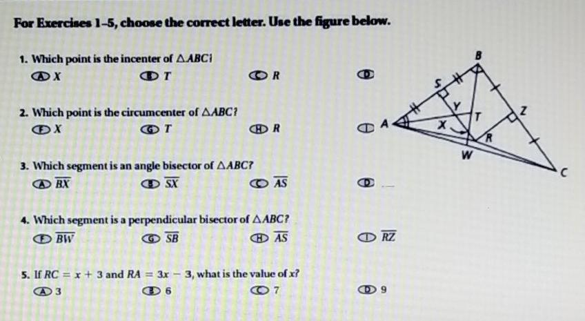Solved For Exercises 1-5, choose the correct letter. Use the | Chegg.com