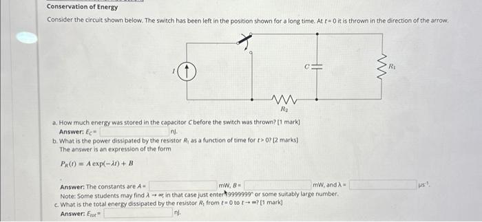 Solved Conservation Of Energy Consider The Circuit Shown | Chegg.com