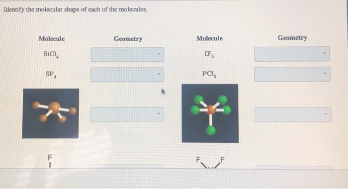 Solved Identify the molecular shape of each of the | Chegg.com