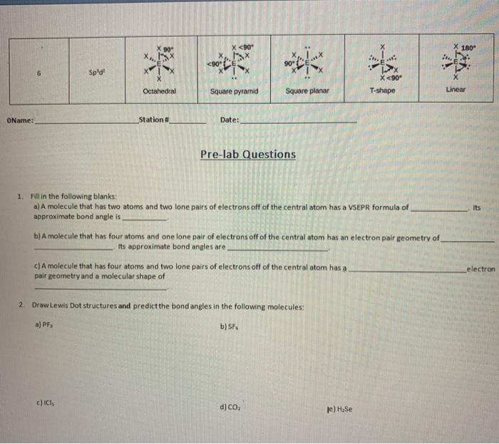 Solved VSEPR Geometries Number of electron groups on central | Chegg.com