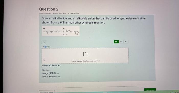 Draw an alkyl halide and an alkoxide anion that can be used to synthesize each ether shown from a Williamson ether synthesis