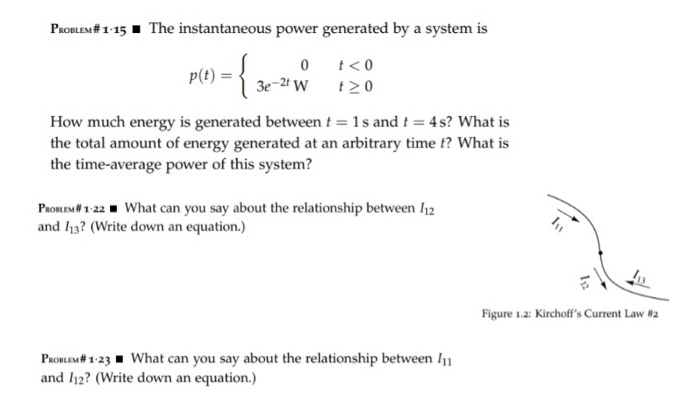 Solved p(t) = PROBLEM #1-15 The instantaneous power | Chegg.com