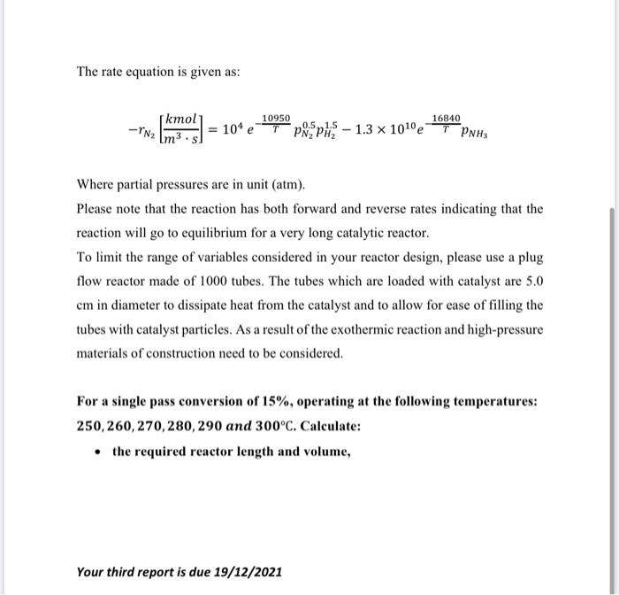 Task 3 - Ammonia Reactor Design Ammonia (NH) is | Chegg.com