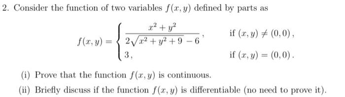 Solved 2. Consider the function of two variables f(x,y) | Chegg.com