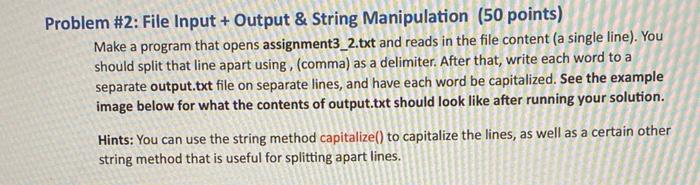 Solved Problem #2: File Input + Output & String Manipulation | Chegg.com