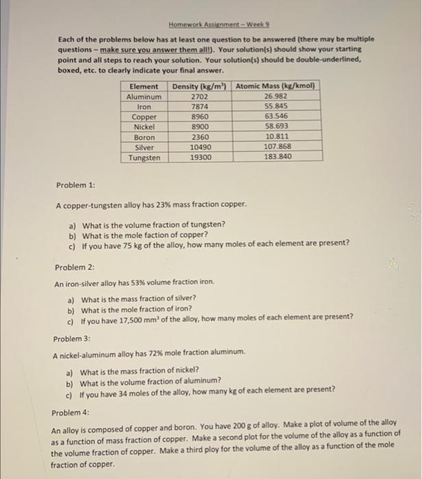 Solved Homework Assignment - Week Each Of The Problems Below | Chegg.com