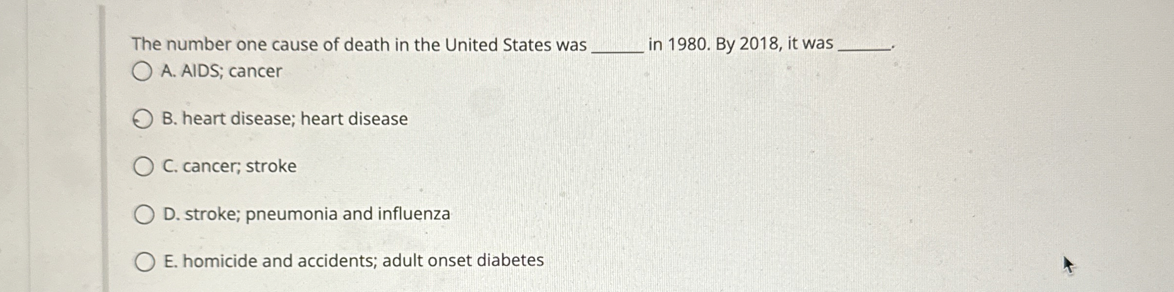 Solved The number one cause of death in the United States | Chegg.com