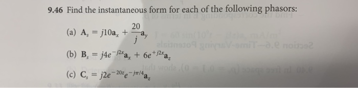Solved 9.46 Find the instantaneous form for each of the | Chegg.com