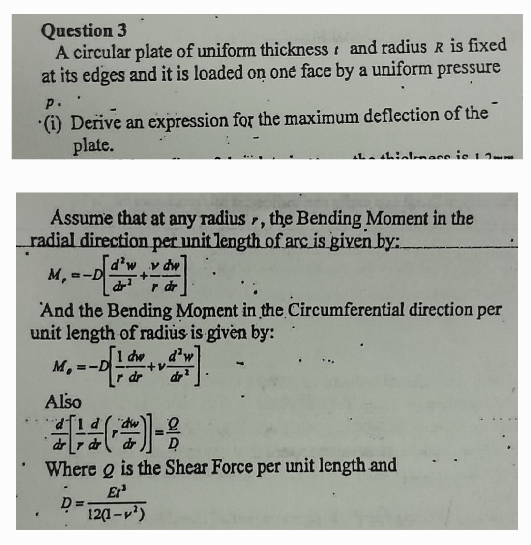 Solved Question 3A circular plate of uniform thickness t | Chegg.com