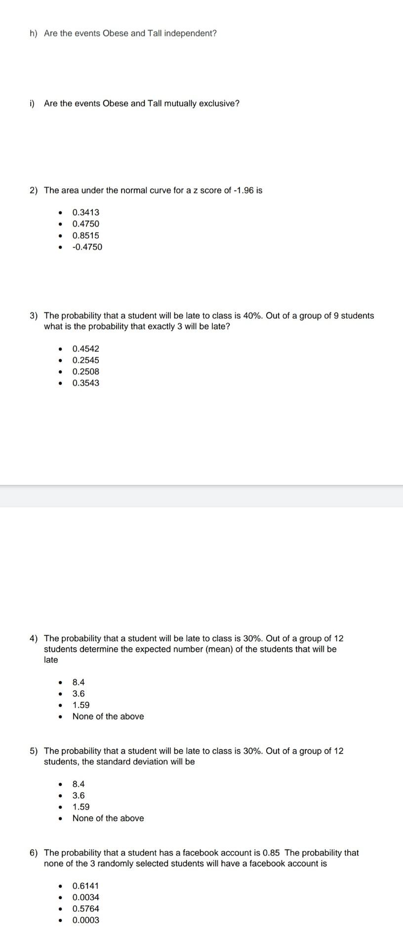 Solved REVISION FOR QUIZ 2 1) The table below relates to the | Chegg.com