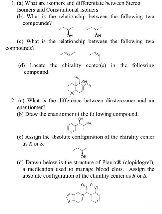 Solved 1. (b) What Is The Relationship Between The Following | Chegg.com