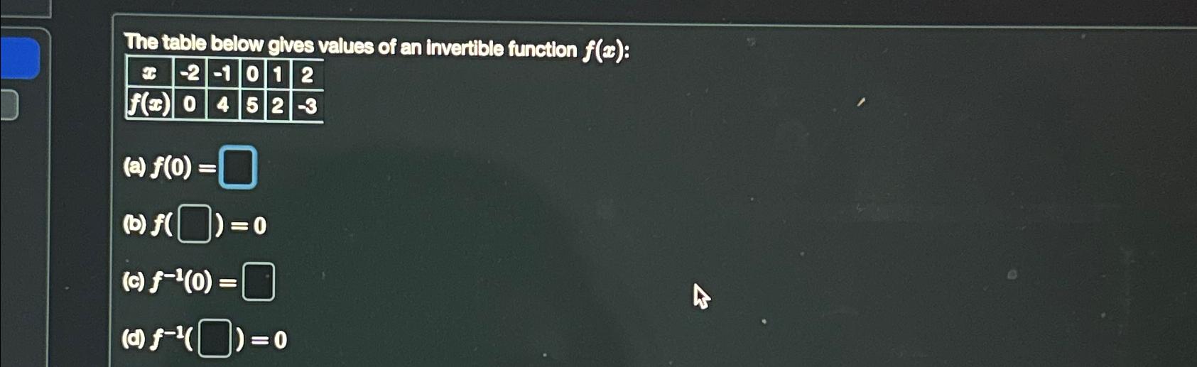 Solved The Table Below Gives Values Of An Invertible | Chegg.com