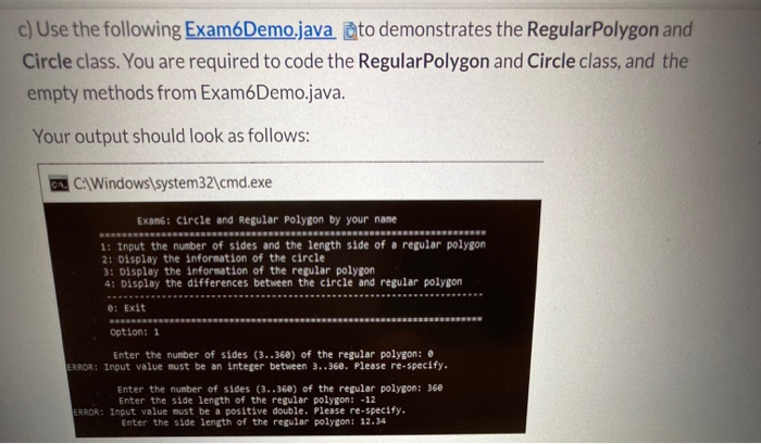 Solved a) Write a Java class named Regular Polygon that | Chegg.com