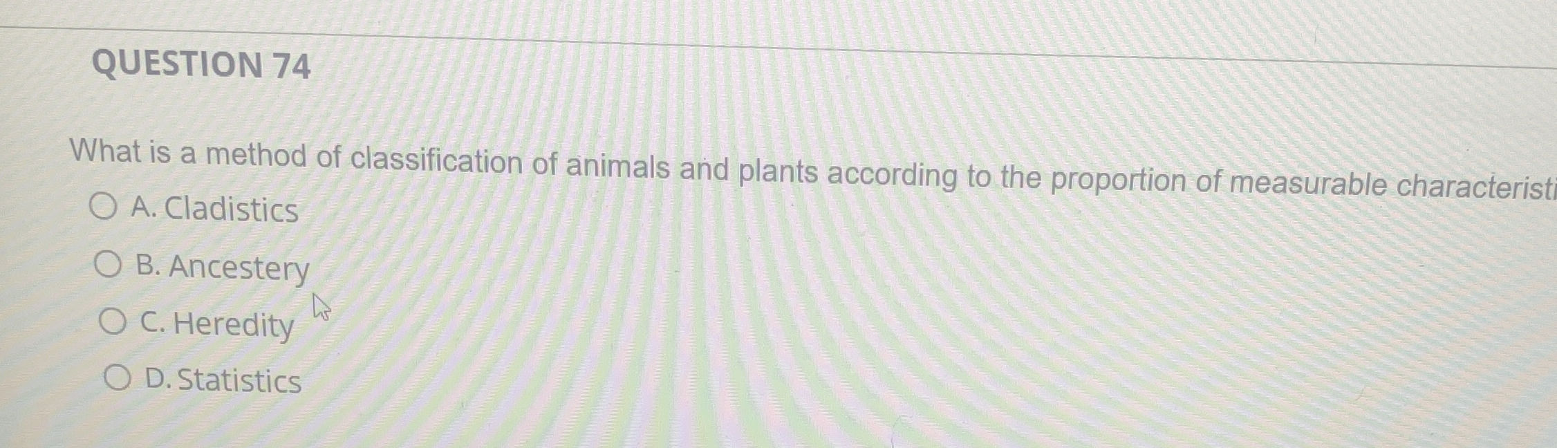 Solved QUESTION 74What is a method of classification of | Chegg.com