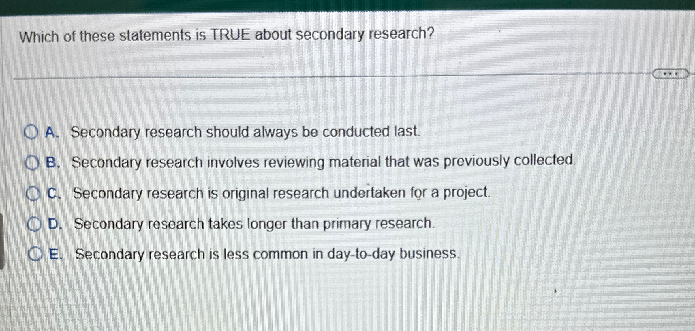 Solved Which of these statements is TRUE about secondary | Chegg.com