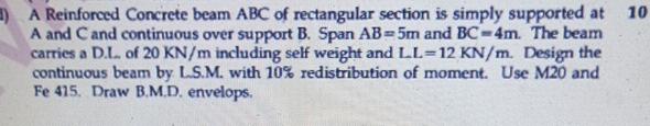 Solved A Reinforced Concrete beam ABC of rectangular section | Chegg.com