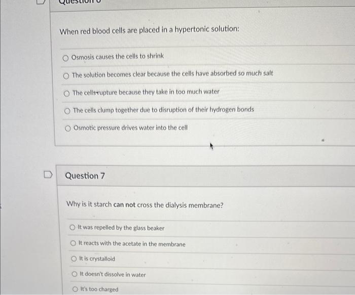 Solved When red blood cells are placed in a hypertonic | Chegg.com