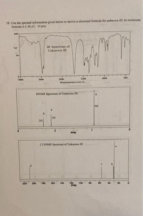 Solved 19. Use the spectral information given below to | Chegg.com