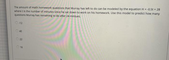 Solved The amount of math homework questions that Murray has | Chegg.com