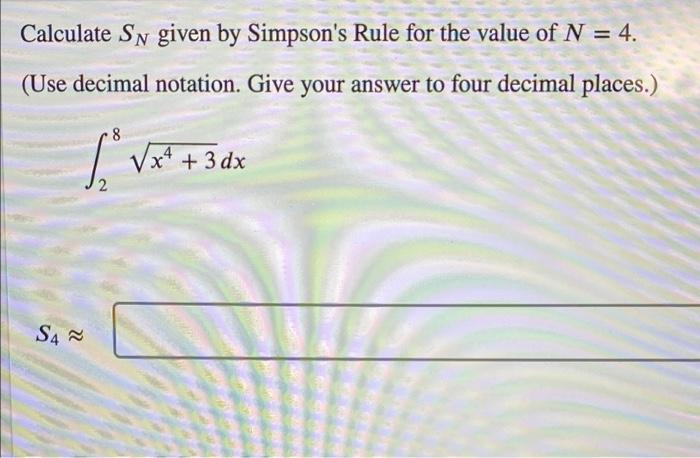 Solved Calculate Sy given by Simpson's Rule for the value of | Chegg.com