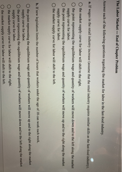 Solved The Labor Market - End of Chapter Problem Answer each 