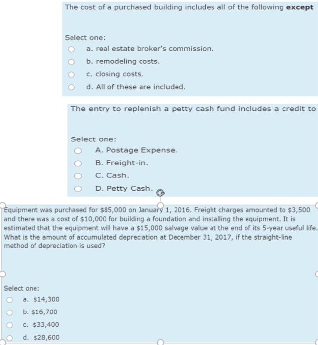 Solved The cost of a purchased building includes all of the