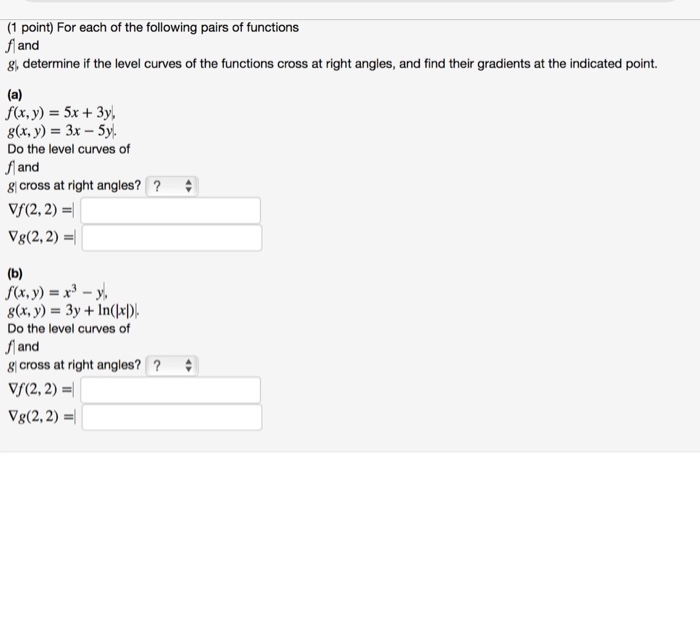 Solved (1 point) For each of the following pairs of | Chegg.com