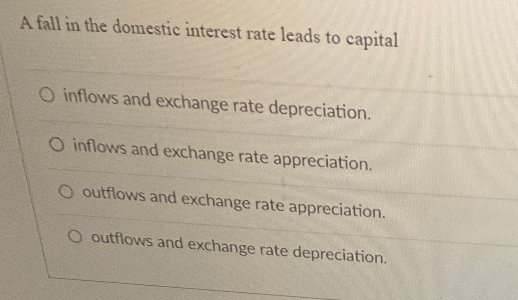 Solved A fall in the domestic interest rate leads to | Chegg.com