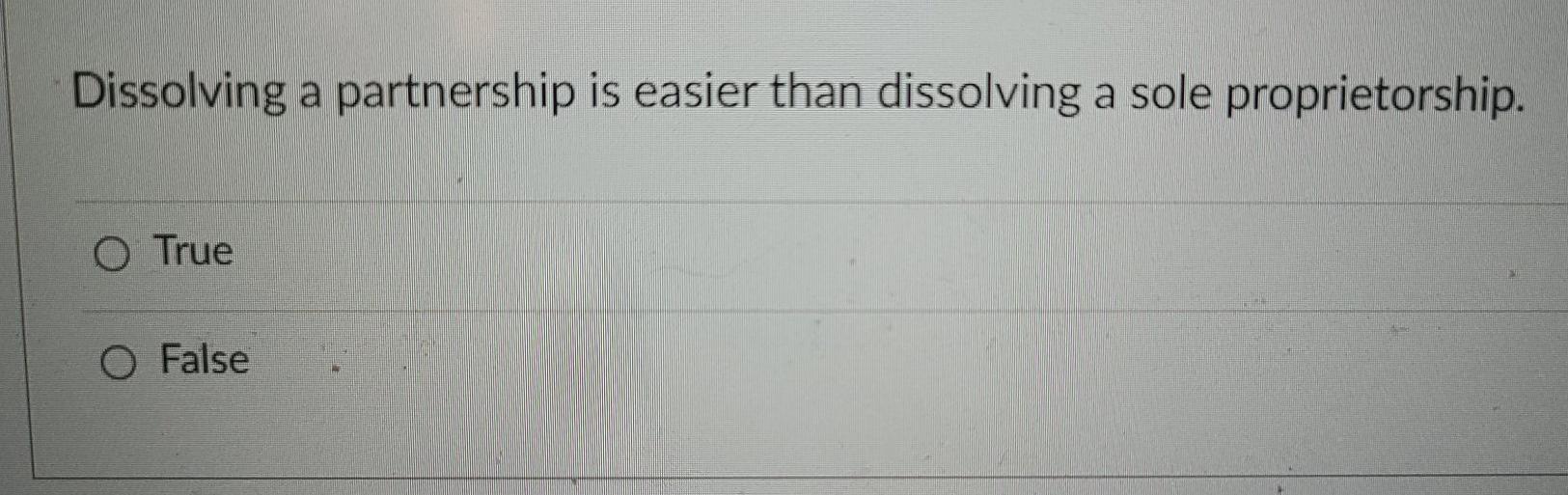 Solved Dissolving a partnership is easier than dissolving a