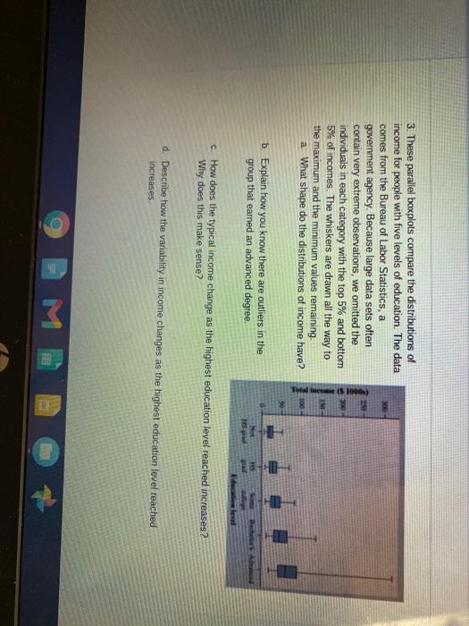 3. These parallel boxplots compare the distributions | Chegg.com