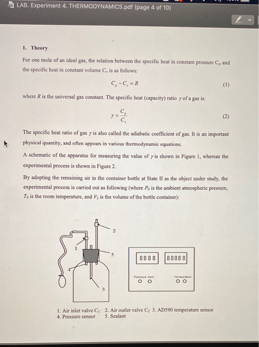 Solved Lab Experiment 4 Thermodynamics Pdf Page 4 Of 1 Chegg Com