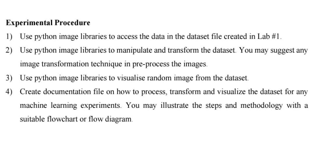 Experimental Procedure 1) Use python image libraries | Chegg.com