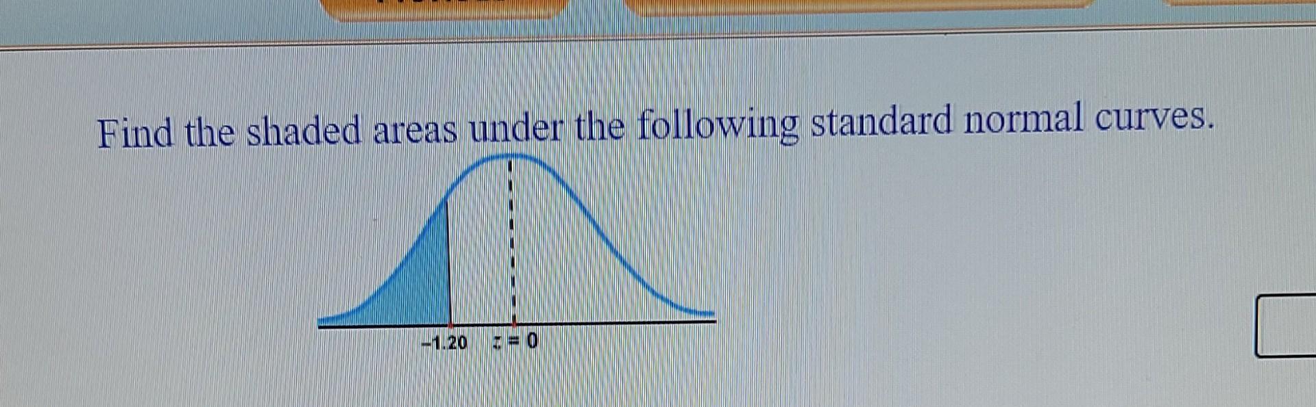 Solved Find the shaded areas under the following standard