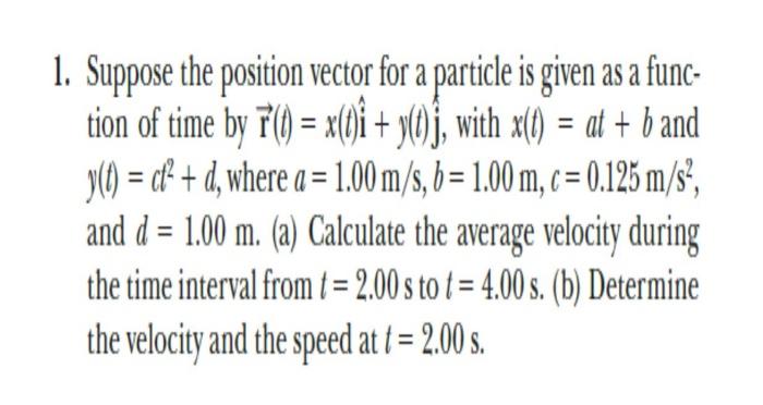 Solved 1. Suppose the position vector for a particle is | Chegg.com