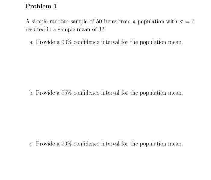 Solved Problem 1 A simple random sample of 50 items from a | Chegg.com