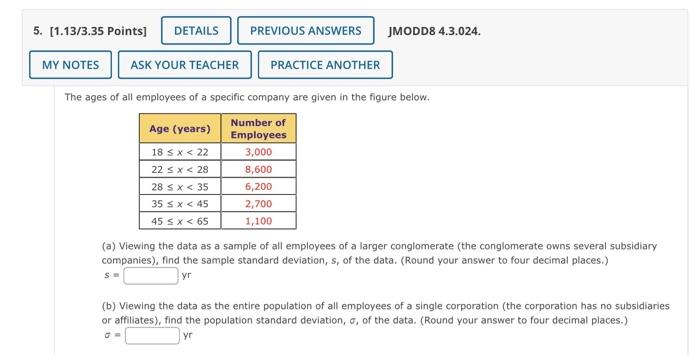 Solved The Ages Of All Employees Of A Specific Company Are | Chegg.com