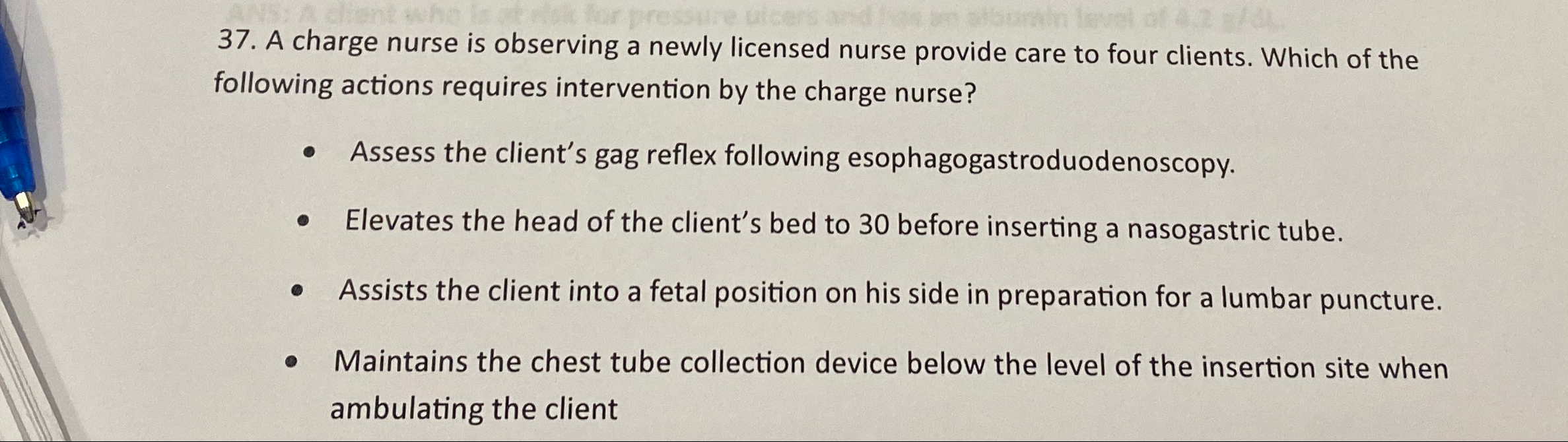 Solved A charge nurse is observing a newly licensed nurse | Chegg.com