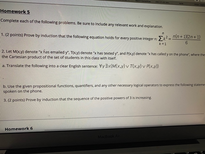 Solved Homework 5 Complete each of the following problems. | Chegg.com