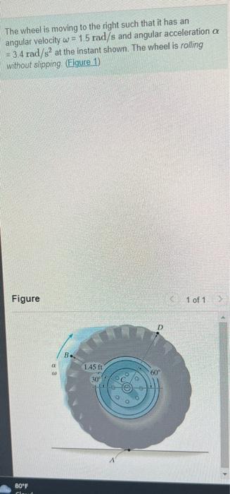 Solved The wheel is moving to the right such that it has an | Chegg.com