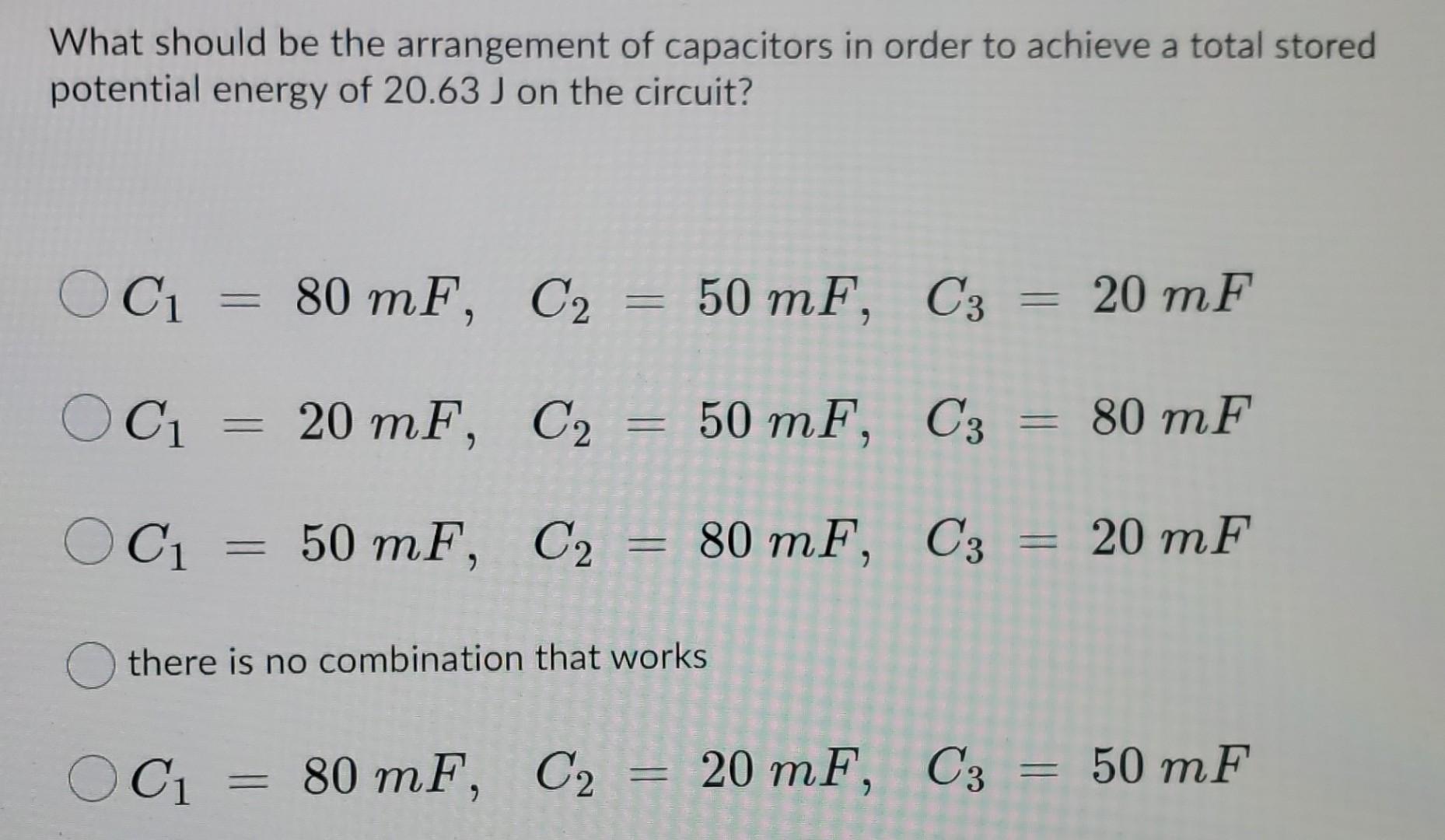 Solved What is the total energy stored by C3 when C1 = 50