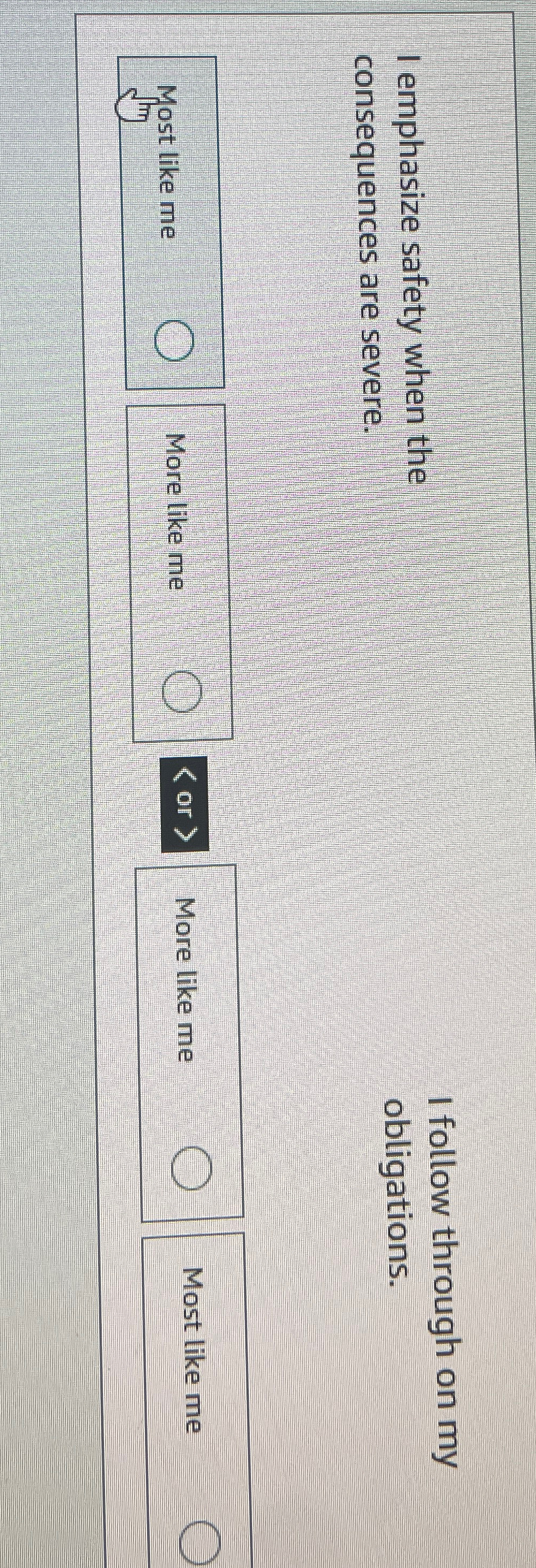 Solved I emphasize safety when the consequences are severe.I | Chegg.com