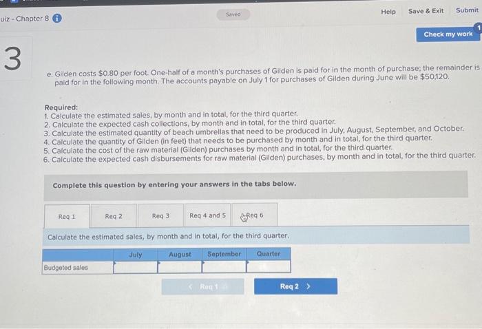 Solved Saved Help Save & Exit Submit Quiz - Chapter 8 Check | Chegg.com
