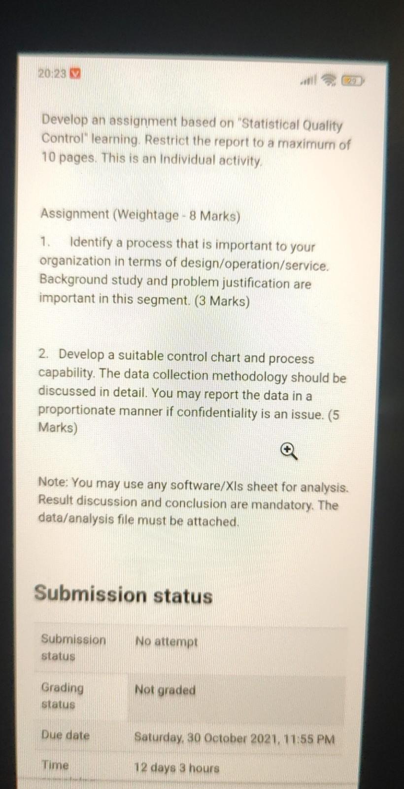 assignment on statistical quality control