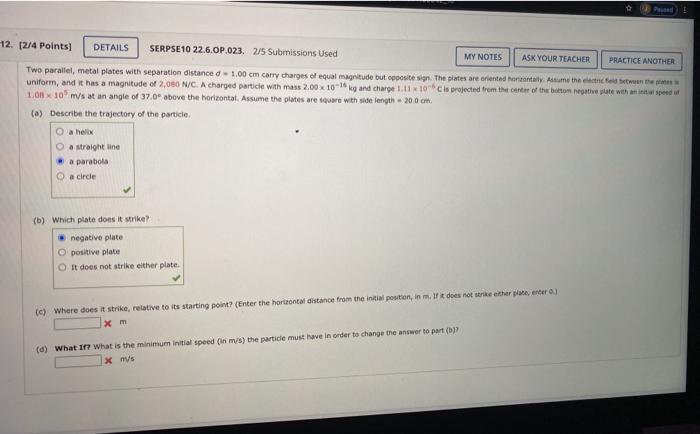 Solved 12 12/4 Points) DETAILS SERPSE10 22.6.OP.023 2/5 | Chegg.com