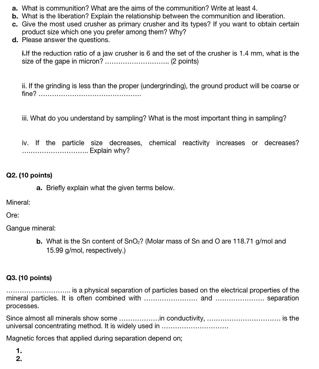 Solved a. What is communition? What are the aims of the | Chegg.com