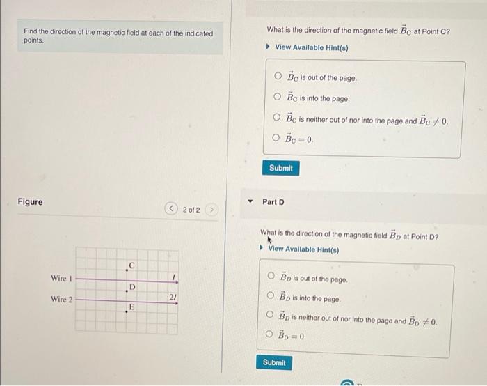 Solved Find the direction of the magnetic field at each of | Chegg.com